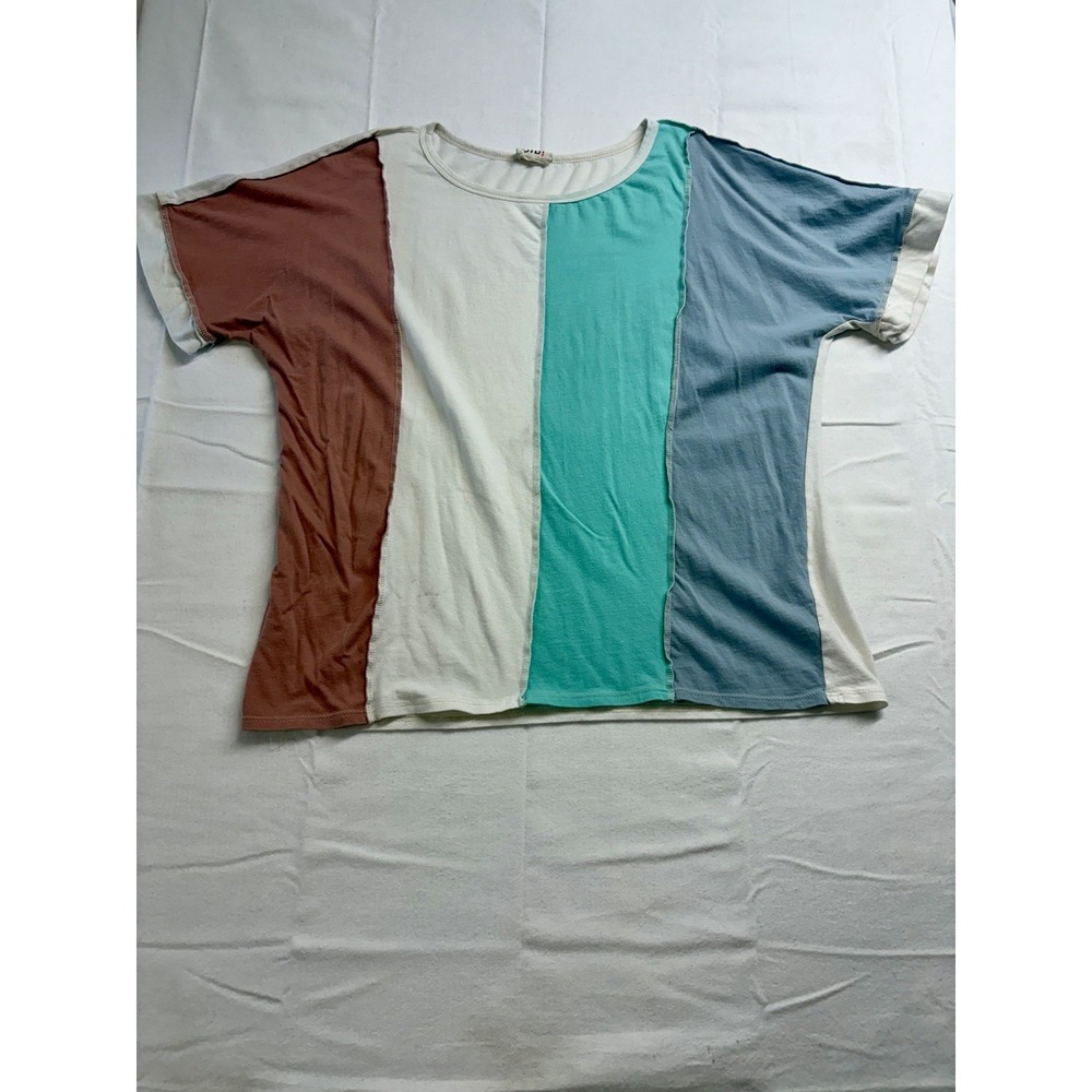 Bibi Women's Short Sleeve Multi Colored Shirt Size Small